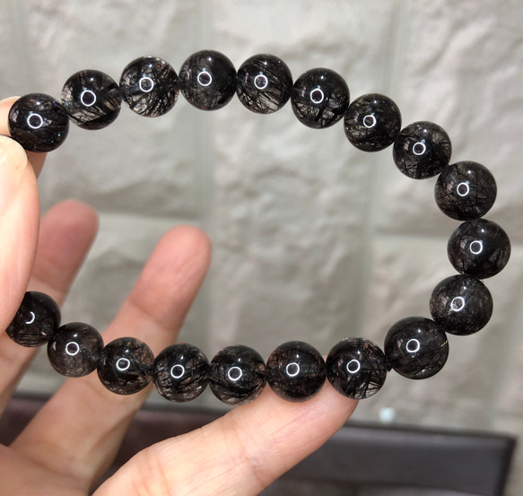 天然高品黑髮晶手珠  極上ブラックルチルブレスレット Black Rutilated Quartz 第7張的照片