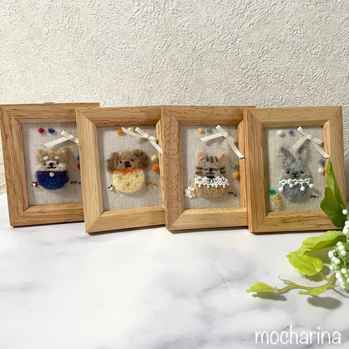 もふもふアニマルの額飾り・猫（茶トラ）【羊毛フェルト刺繍