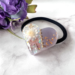 レジンヘアゴム　パープル　ビジュー　バラ　企画6 レジンヘアゴム パープル ビジュー バラ 企画6 レジンヘアゴム