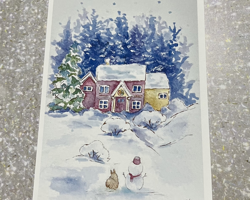 色鉛筆画 イラストレーション原画「冬の贈り物」 092b29d87aa469c6010fa01e66a2e7