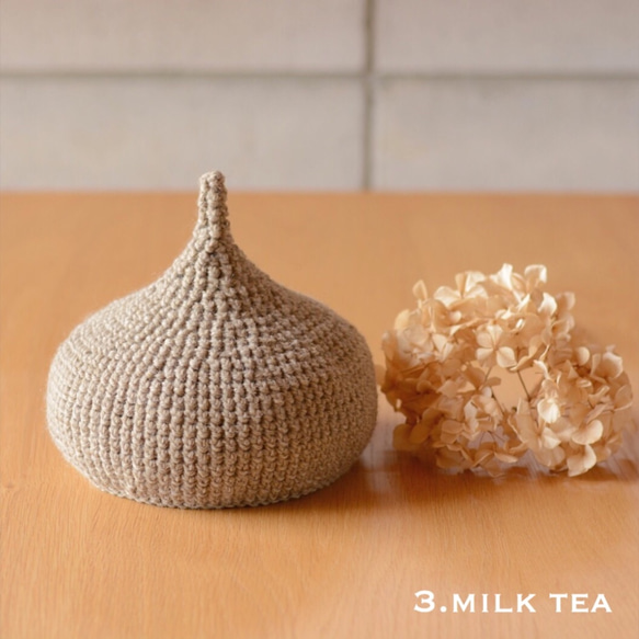 【まこさまオーダー品】 Purewool どんぐり帽子♡ milk tea 1枚目の画像