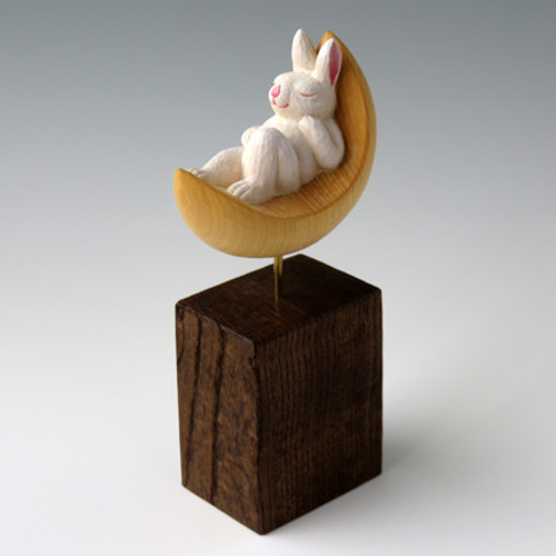 木彫 月の兎 彫刻 啓秀館まさまさ 通販 15169110｜Creema(クリーマ)