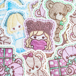 片狀貼紙-熊和女孩刺繡插圖No.2 第1張的照片