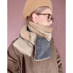RATA ❤️蓬鬆材質製成的長圍巾❤️寬鬆蓬鬆感❤️成人米色❤️超輕長披肩 第1張的照片