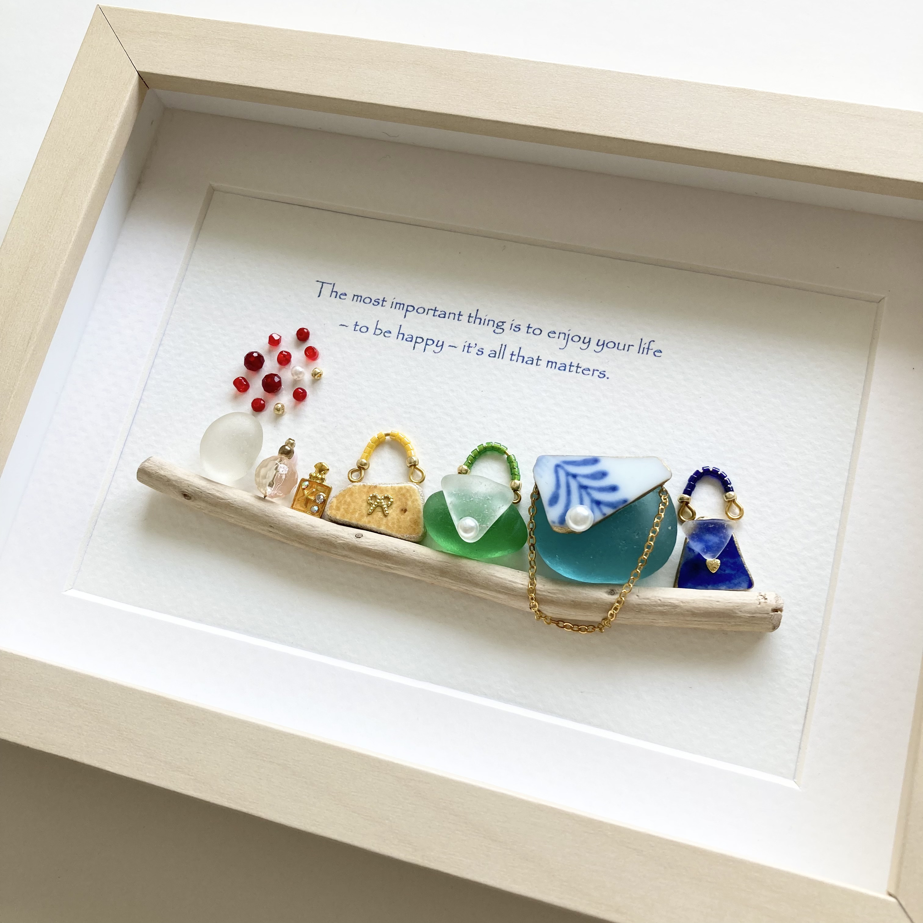 6-126「プリティエンジェル blue②」シーグラスアート　インテリア　雑貨 6-126「プリティエンジェル blue②」シーグラスアート　インテリア　雑貨