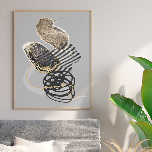 モダンアート 抽象画 ゴールド グレー 北欧インテリア 壁掛けアート