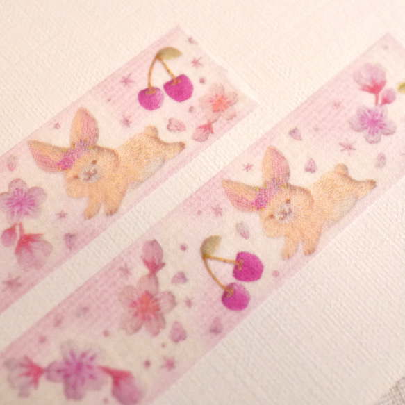 [レターセット] ✳︎動物刺繍デザイン✳︎ Cherry blossom rabbit ウサギと桜とサクランボ 13枚目の画像