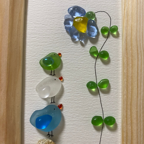 WOL.S シーグラスアート 花の蜜を飲みたい小鳥達 その他 WOL.S シーグラスアート 花の蜜を飲みたい小鳥達 その他