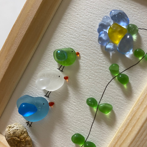 WOL.S シーグラスアート 花の蜜を飲みたい小鳥達 その他 WOL.S シーグラスアート 花の蜜を飲みたい小鳥達 その他