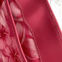 【アイボリー×ピンク】帆布と本革の小さめトートバッグ 7枚目の画像