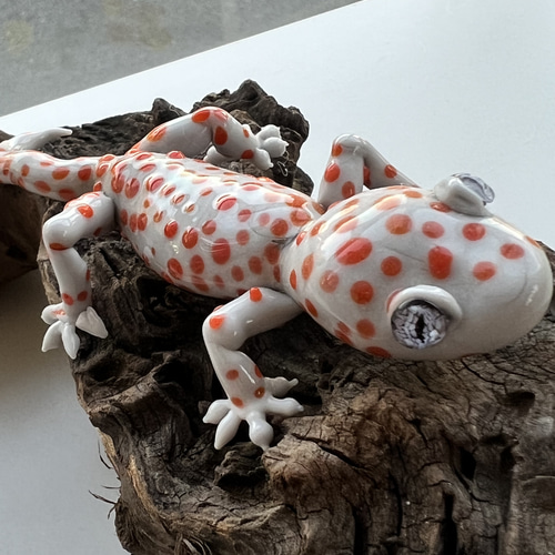 ヤモリの置物　ガラス製 ガラスのトッケーヤモリ 立体・オブジェ Atelier Tunoda 通販 15170242