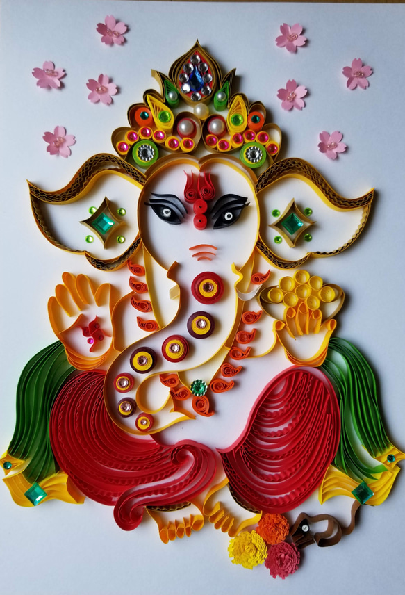 クイリングガネーシャ/手作りギフト/ Quilling Ganesha 3枚目の画像