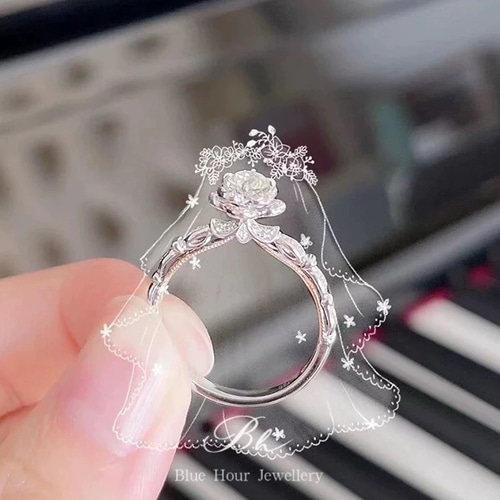 モアサナイト　指輪　5ct　クッションカット　四角　フラワー　花　フリーサイズ モアサナイト 指輪 5ct クッションカット 四角 フラワー 花