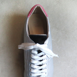 【完全客製化】經典設計，高品質真皮！ EMA運動鞋/霧面銀x粉色x黑色 第9張的照片