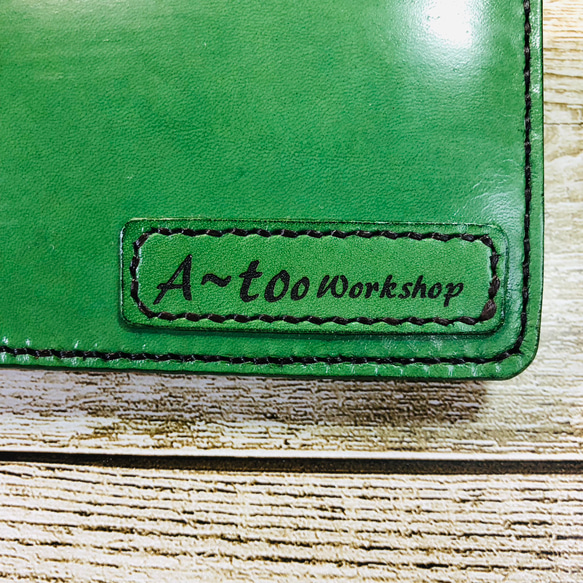 本革製ひたすら薄い長財布　両面カードポケット 　　　　 色：グリーン 7枚目の画像