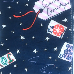 新発売☺︎可愛いリバティ　クリスマスハーフハンカチ　8枚重ね　リバティ　スタンプドウィズマジック　紺　送料無料 2枚目の画像