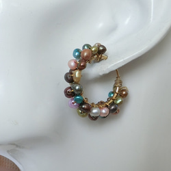 『追憶』ベビーパール淡水本真珠のミックスカラー5連のブレスレット・K16GP 6枚目の画像