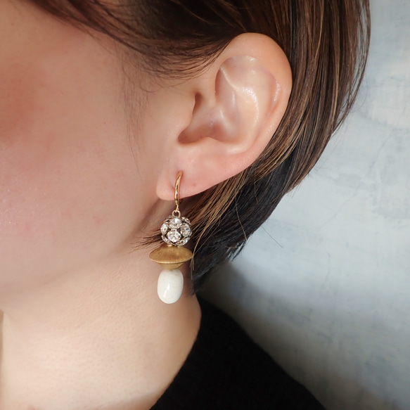 Bijou Earring ーWhite agateー E87 4枚目の画像