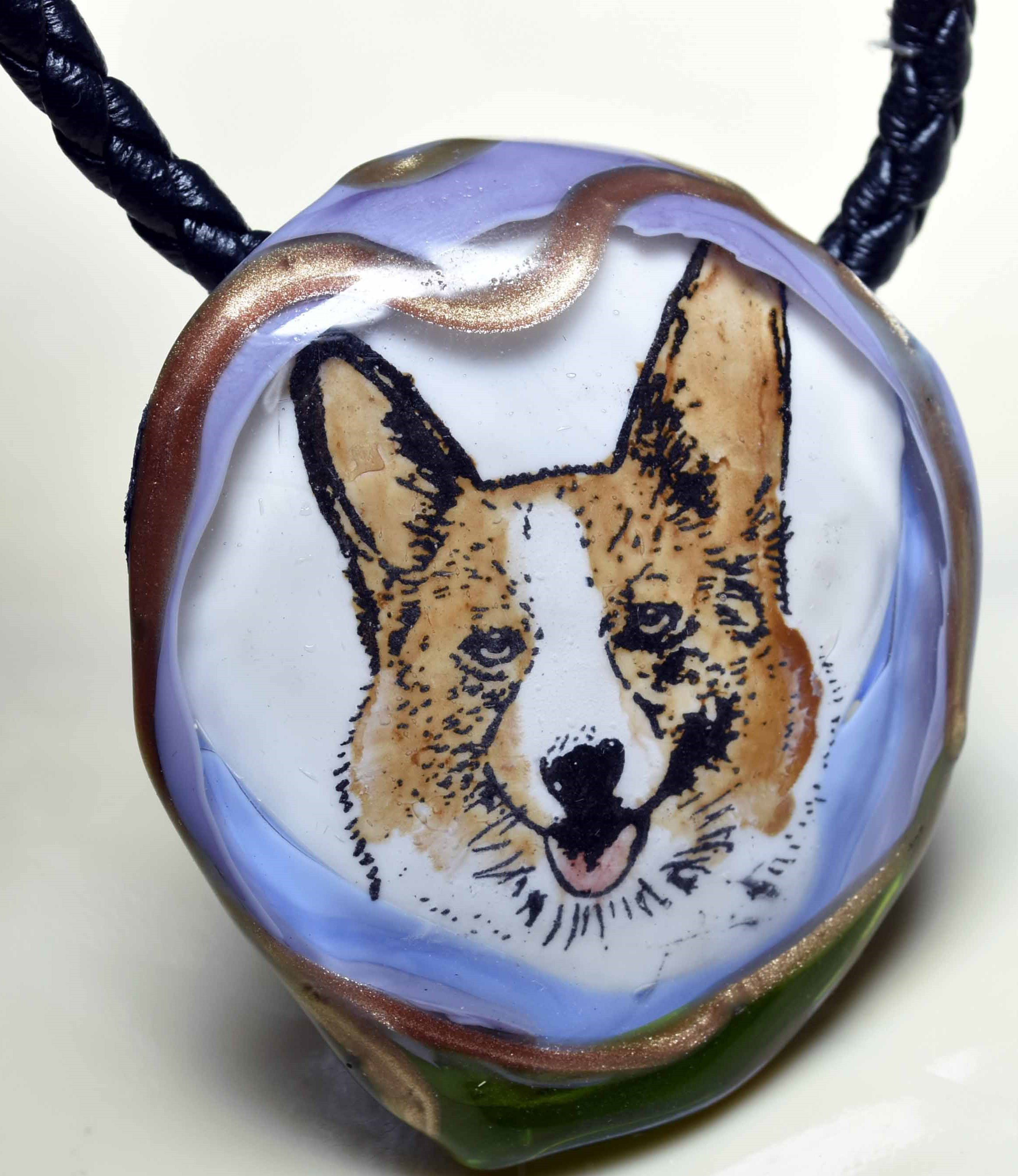 ガラスのジュエリー　犬　dog ネックレス　ペンダントトップ（Ｙ2486-304）　作家物　一点物手作り