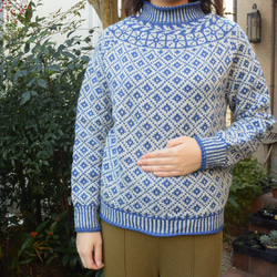 サイト限定価格極暖ブルーとグレーのセーター 1枚目の画像
