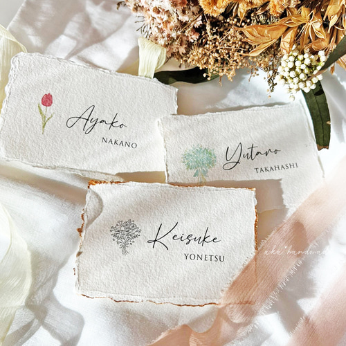 コットンペーパー 席札 ウェディング 結婚式 席次表・席札・メニュー表
