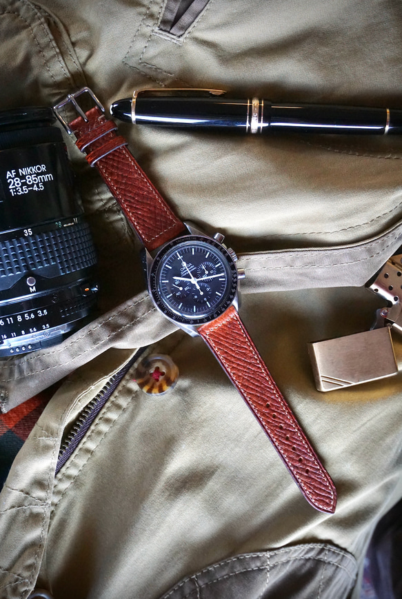『高級革使用』鹿革　ラスティックタン　ブラウン　時計ベルト AppleWatchバンド　レザー　腕時計　革ベルト　皮 4枚目の画像
