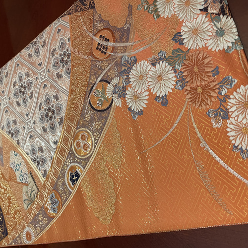 純金泊豪華刺繍 正絹テーブルランナー 帯リメイク お正月 プレゼント