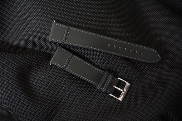 『高級革使用』ホーウィン　シェルコードバン　黒　時計ベルト　 AppleWatchバンド　レザー　腕時計　カスタム 5枚目の画像