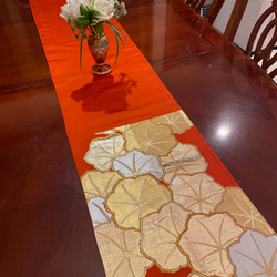 RoseA665★逸品‼️全通帯‼️お正月‼️テーブルランナー2m15cm 豪華刺繍 正絹テーブルランナー 帯リメイク お正月1927 テーブルクロス