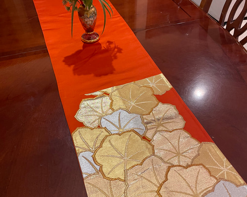 豪華刺繍 正絹テーブルランナー 帯リメイク お正月1927 テーブルクロス