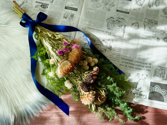 花遊びドライフラワースワッグ】心さらうWinter green スワッグ