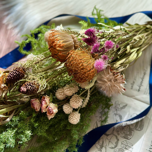 花遊びドライフラワースワッグ】心さらうWinter green スワッグ