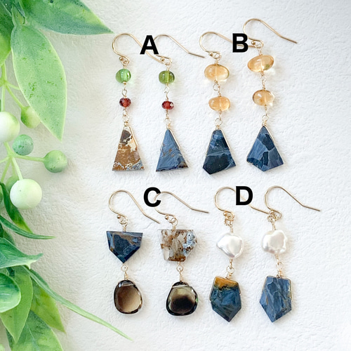 14kgf ピーターサイト＆プレシャスオパールの絵画イヤリング♡ 14kgf