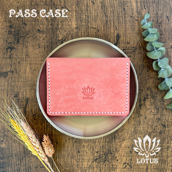 パスケース】 二つ折り ピンク Rosa イタリアン プエブロ レザー