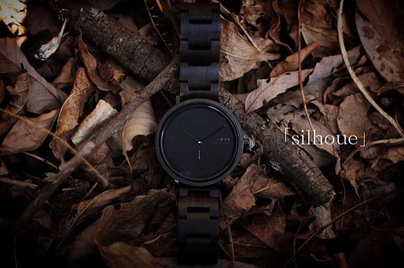 木製腕時計 素材:黒檀「silhoue-シルエ」 1枚目の画像
