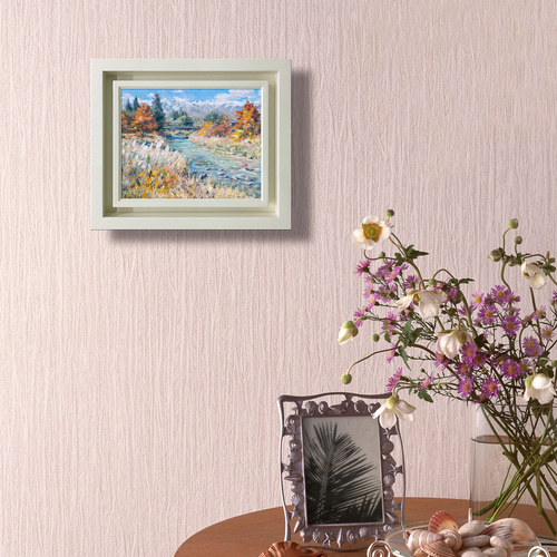 【華間の月】油絵 一点物 原画販売 額縁無し 白馬岳遠望】 油絵原画 F3サイズ 一点物 額縁付 豪華プレゼント付き
