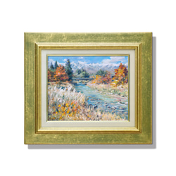 白馬岳遠望】 油絵原画 F3サイズ 一点物 額縁付 豪華プレゼント
