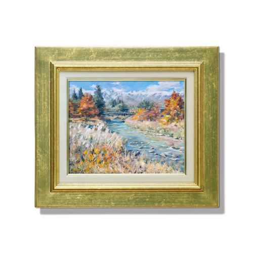 白馬岳遠望】 油絵原画 F3サイズ 一点物 額縁付 豪華プレゼント付き