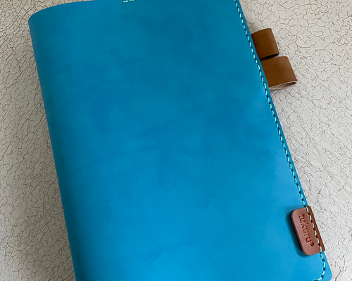 ご確認用　牛革 薔薇型押し　ターコイズ　手帳カバー　A5サイズ　ほぼ日手帳　本革 9d8ec436f0252bdf16e595dee6f0ab