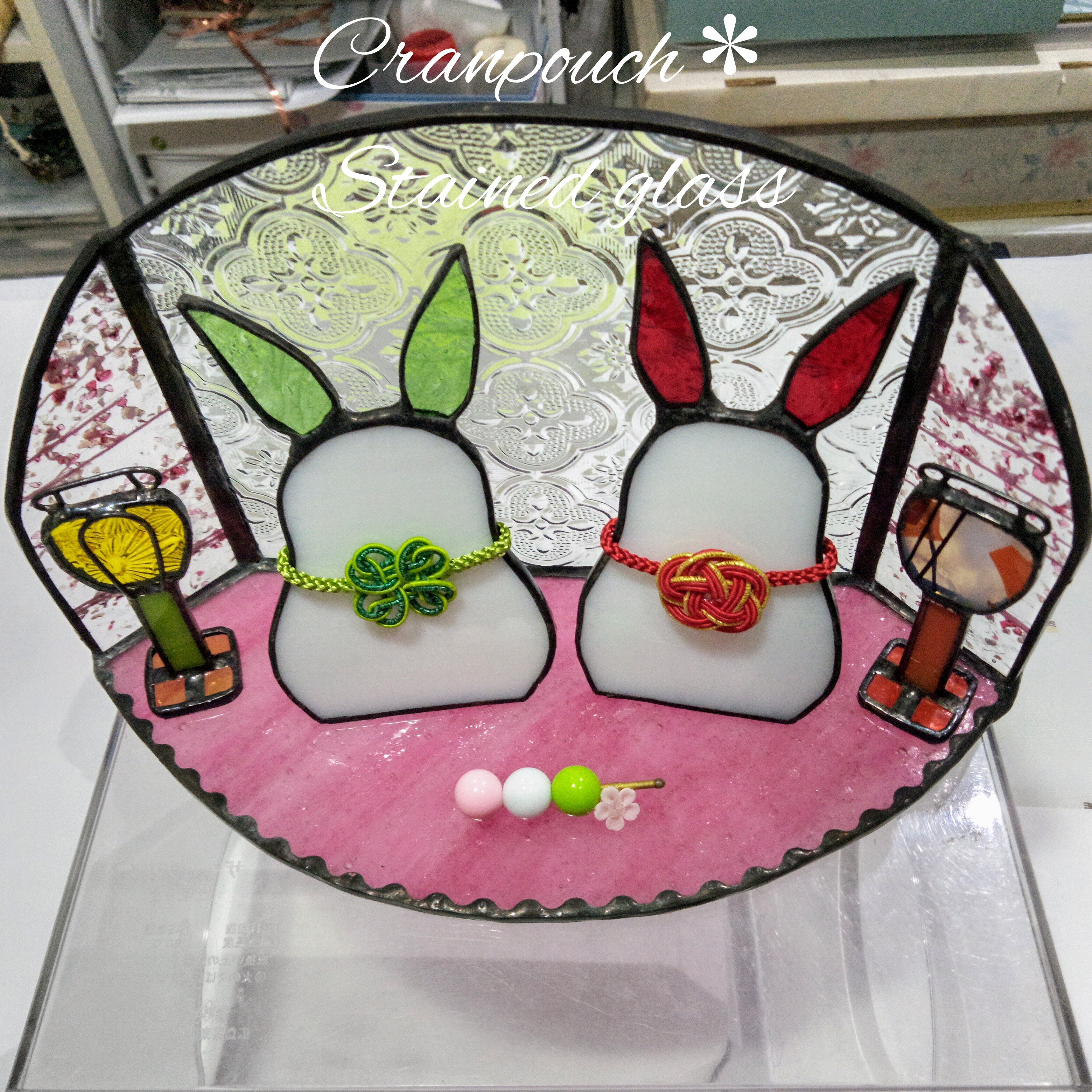 屏風･ぼんぼり うさぎのお雛様【ステンドグラス】ガラス  ひな祭り 桃の節句 ひな人形 ひな飾り