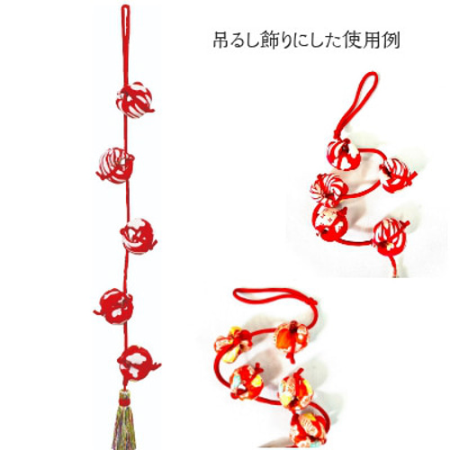赤古布紐 PH-0004 115cm/95cm 赤 金ラメ 吊るし飾り 和雑貨 お正月