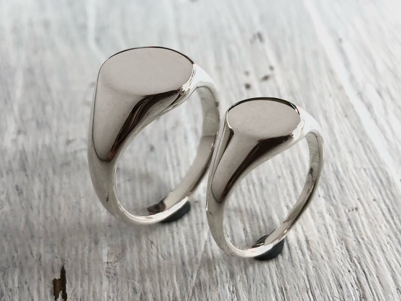 silver925/1点物シグネットペアリング【楕円】/No.00196310,311