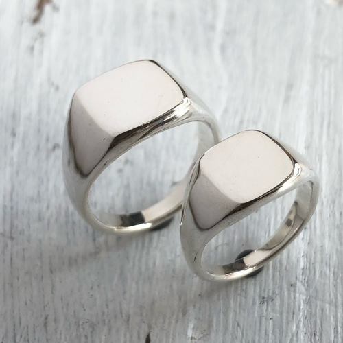 silver925/1点物シグネットペアリング【四角】/No.00196308,309