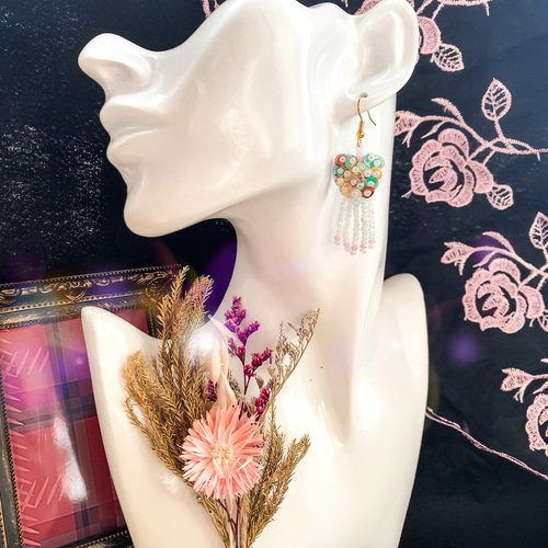 ぷっくり水中花⭐️水色ピアス （本物フラワー水中花♡コデマリの 