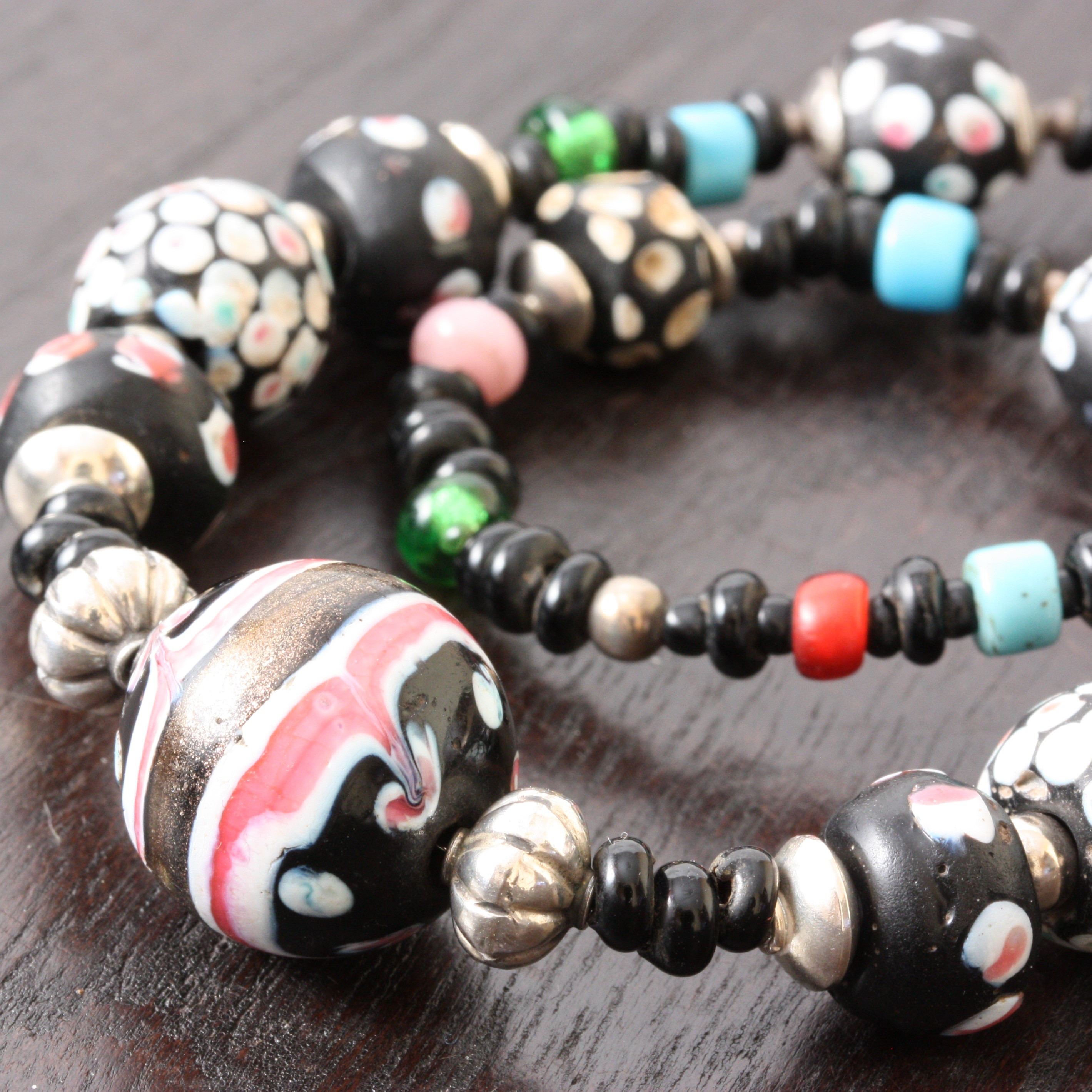 とんぼ玉 アンティーク ヴェネチアンビーズ ファンシーアベンチュリン ネックレス 21,300円