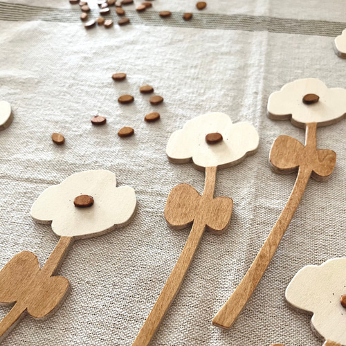 Takee　ヴィンテージ✴︎オリエンタルなウォールデコ 壁にぺたり♪野の花と鳥さん【木製】ウォールステッカー/繰り返し
