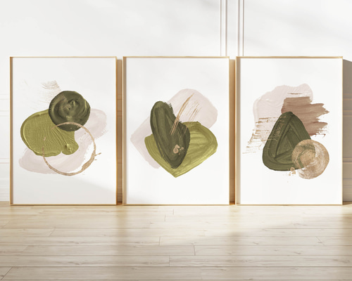 抽象的モダンアート グリーン ブラウン 北欧風 ミニマル インテリア