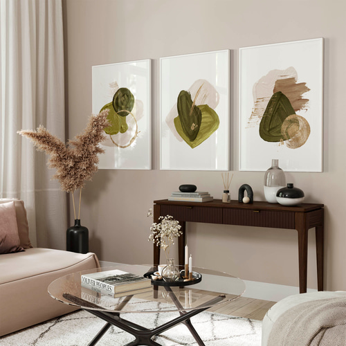 アートポスター 抽象画 ジャパンディ グリーン ベージュ 北欧風 モダン