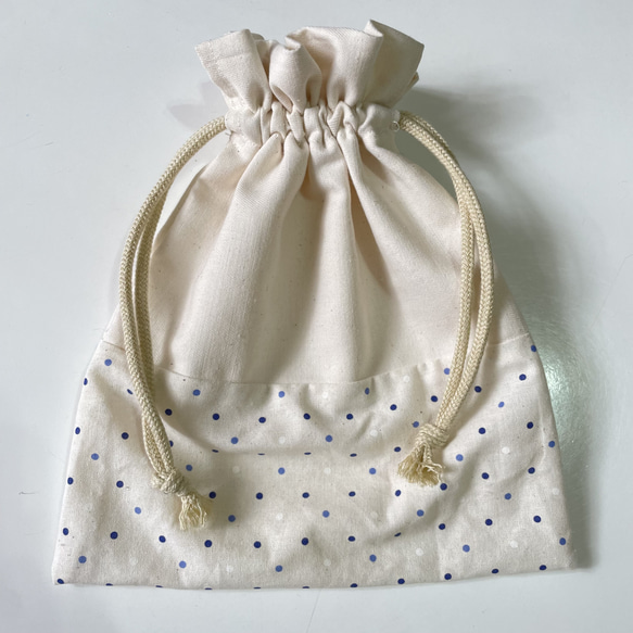 ハンドメイド　オーダー　フリル　巾着 水玉切り替えフリル巾着 巾着袋 choa. 通販 15173162｜Creema(クリーマ)