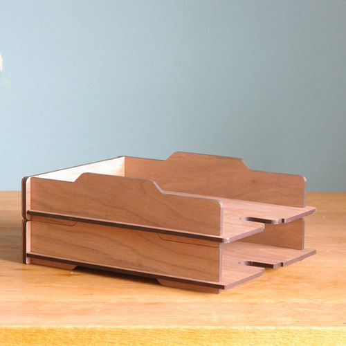 A4トレー／ウォールナット突板／書類整理ラック フリーボックス・小物